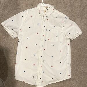 Hollister Co. Mens white short sleeve button down with stars